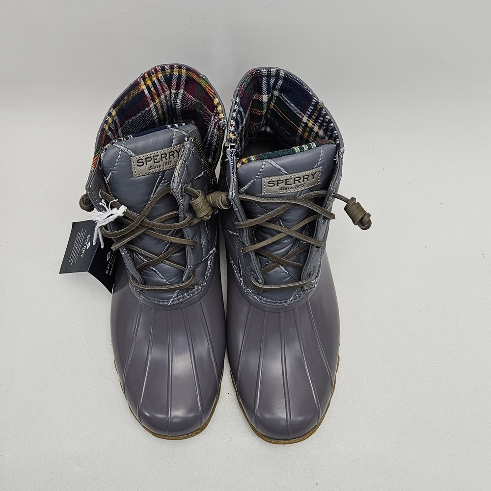 Sperry Saltwater Quilted Duck Boots Grey Womens 11 STS85830 Rain Boots New - Picture 9 of 13